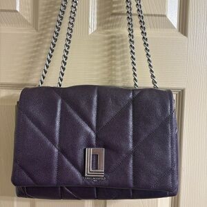 Karl Lagerfeld Dark Purple Quilted Shoulder Bag